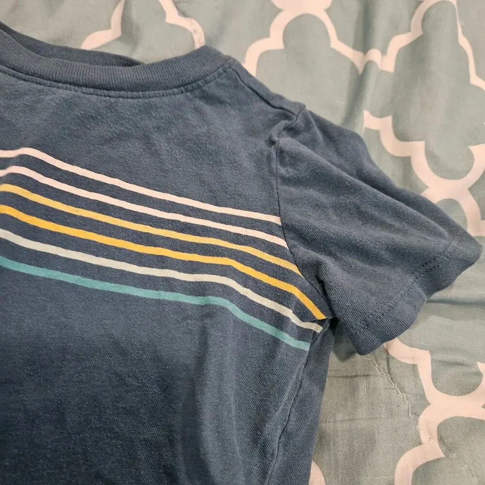 Old Navy Toddler Boys Striped T Shirt Blue Short Sleeve 18-24M